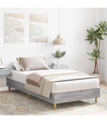 vidaXL Bed Frame Grey Sonoma 203 x 93 x 25 cm Engineered Wood — Size: 90 x 200 cm