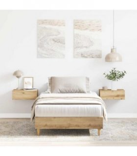 vidaXL Bed Frame No Mattress Artisan Oak 100x200 cm Engineered Wood — Colour: artisian oak, Size: 100 x 200 cm