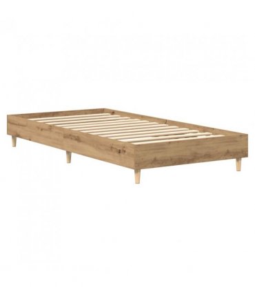 vidaXL Bed Frame No Mattress Artisan Oak 100x200 cm Engineered Wood — Colour: artisian oak, Size: 100 x 200 cm
