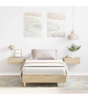 vidaXL Bed Frame No Mattress Sonoma Oak 90x200 cm Engineered Wood — Size: 90 x 200 cm