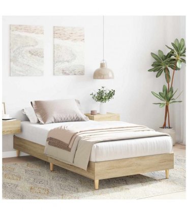 vidaXL Bed Frame No Mattress Sonoma Oak 90x200 cm Engineered Wood — Size: 90 x 200 cm