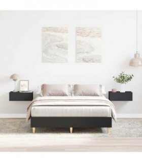 vidaXL Bed Frame No Mattress Black 140x190 cm Engineered Wood — Size: 140 x 190 cm