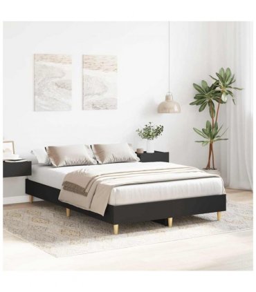 vidaXL Bed Frame No Mattress Black 140x190 cm Engineered Wood — Size: 140 x 190 cm