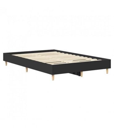 vidaXL Bed Frame No Mattress Black 140x190 cm Engineered Wood — Size: 140 x 190 cm