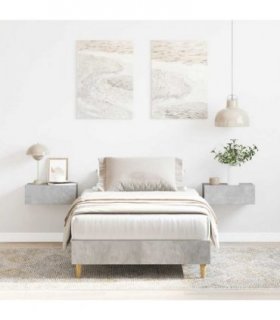 vidaXL Bed Frame No Mattress Concrete Grey 100x200 cm Engineered Wood — Size: 100 x 200 cm