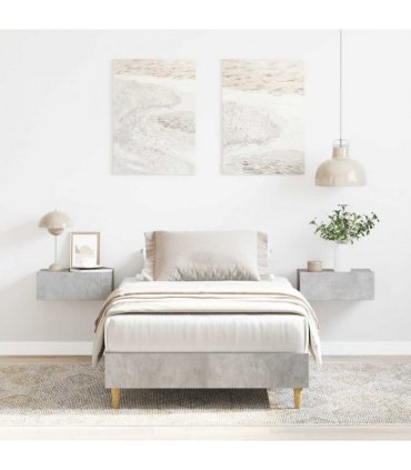 vidaXL Bed Frame No Mattress Concrete Grey 100x200 cm Engineered Wood — Size: 100 x 200 cm