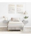 vidaXL Bed Frame No Mattress Concrete Grey 100x200 cm Engineered Wood — Size: 100 x 200 cm