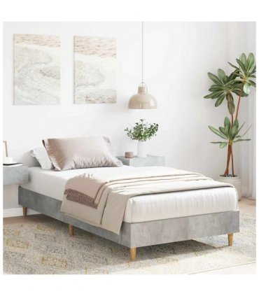 vidaXL Bed Frame No Mattress Concrete Grey 100x200 cm Engineered Wood — Size: 100 x 200 cm