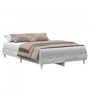 vidaXL Bed Frame No Mattress Grey Sonoma 120x200 cm Engineered Wood — Size: 120 x 200 cm