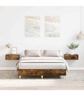 vidaXL Bed Frame No Mattress Smoked Oak 135x190 cm Double Engineered Wood — Size: 135 x 190 cm