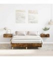 vidaXL Bed Frame No Mattress Smoked Oak 135x190 cm Double Engineered Wood — Size: 135 x 190 cm