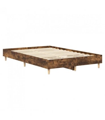 vidaXL Bed Frame No Mattress Smoked Oak 135x190 cm Double Engineered Wood — Size: 135 x 190 cm