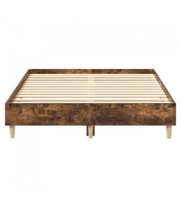 vidaXL Bed Frame No Mattress Smoked Oak 135x190 cm Double Engineered Wood — Size: 135 x 190 cm