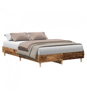 vidaXL Bed Frame No Mattress Old Wood 120x190 cm Small Double Engineered Wood — Size: 120 x 190 cm
