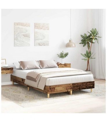 vidaXL Bed Frame No Mattress Old Wood 120x190 cm Small Double Engineered Wood — Size: 120 x 190 cm