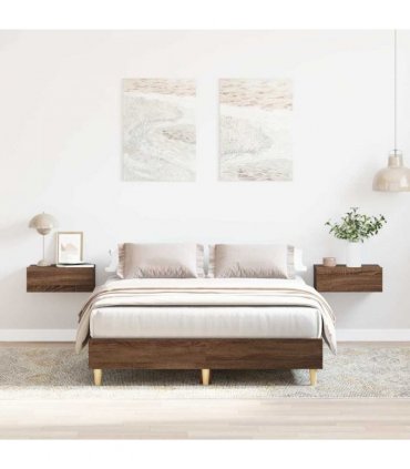 vidaXL Bed Frame No Mattress Brown Oak 120x190 cm Small Double Engineered Wood — Size: 120 x 190 cm