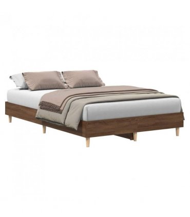 vidaXL Bed Frame No Mattress Brown Oak 120x190 cm Small Double Engineered Wood — Size: 120 x 190 cm