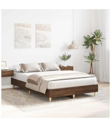 vidaXL Bed Frame No Mattress Brown Oak 120x190 cm Small Double Engineered Wood — Size: 120 x 190 cm