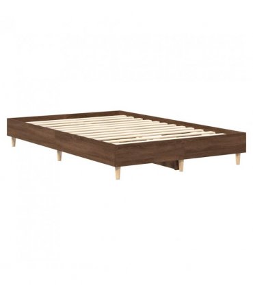 vidaXL Bed Frame No Mattress Brown Oak 120x190 cm Small Double Engineered Wood — Size: 120 x 190 cm