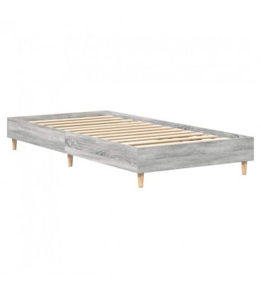 vidaXL Bed Frame No Mattress Grey Sonoma 100x200 cm Engineered Wood — Size: 100 x 200 cm