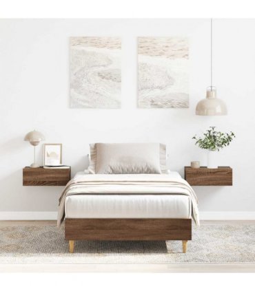 vidaXL Bed Frame No Mattress Brown Oak 75x190 cm Small Single Engineered Wood — Size: 75 x 190 cm