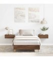 vidaXL Bed Frame No Mattress Brown Oak 75x190 cm Small Single Engineered Wood — Size: 75 x 190 cm