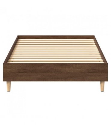 vidaXL Bed Frame No Mattress Brown Oak 75x190 cm Small Single Engineered Wood — Size: 75 x 190 cm