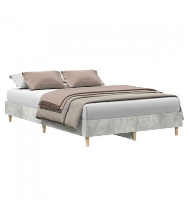 vidaXL Bed Frame No Mattress Concrete Grey 120x200 cm Engineered Wood — Size: 120 x 200 cm