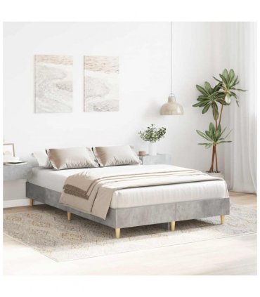 vidaXL Bed Frame No Mattress Concrete Grey 120x200 cm Engineered Wood — Size: 120 x 200 cm
