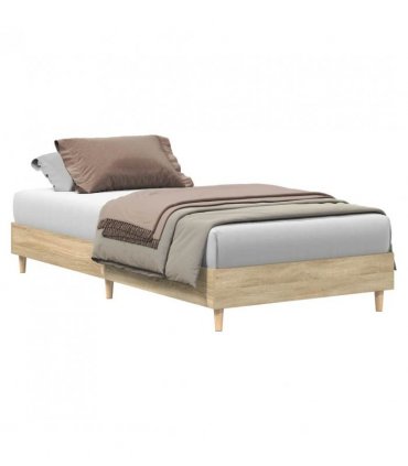 vidaXL Bed Frame No Mattress Sonoma Oak 75x190 cm Small Single Engineered Wood — Size: 75 x 190 cm