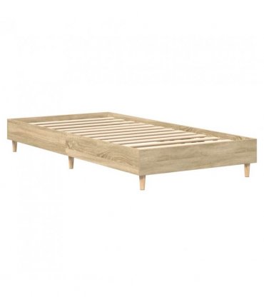 vidaXL Bed Frame No Mattress Sonoma Oak 75x190 cm Small Single Engineered Wood — Size: 75 x 190 cm