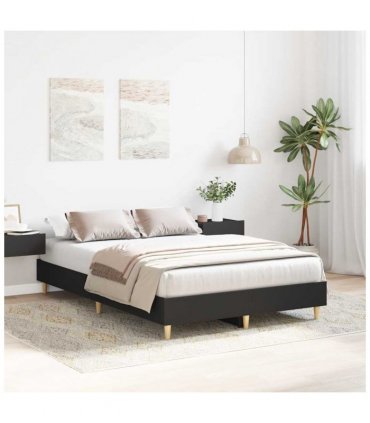 vidaXL Bed Frame No Mattress Black 135x190 cm Double Engineered Wood — Size: 135 x 190 cm
