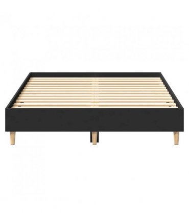vidaXL Bed Frame No Mattress Black 135x190 cm Double Engineered Wood — Size: 135 x 190 cm