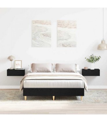 vidaXL Bed Frame Black Oak 193 x 143 x 25 cm Engineered Wood — Size: 120 x 200 cm