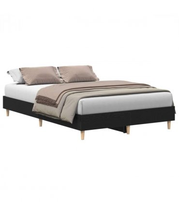 vidaXL Bed Frame Black Oak 193 x 143 x 25 cm Engineered Wood — Size: 120 x 200 cm