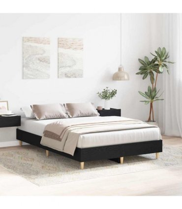 vidaXL Bed Frame Black Oak 193 x 143 x 25 cm Engineered Wood — Size: 120 x 200 cm