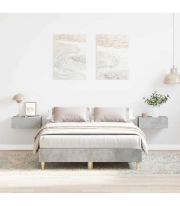 vidaXL Bed Frame Concrete Grey 193 x 123 x 25 cm Engineered Wood — Size: 120 x 190 cm