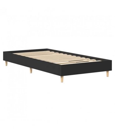 vidaXL Bed Frame No Mattress Black 75x190 cm Small Single Engineered Wood — Size: 75 x 190 cm