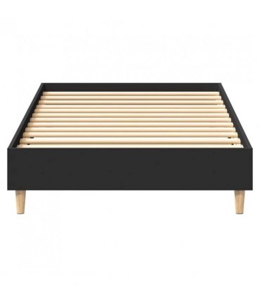 vidaXL Bed Frame No Mattress Black 75x190 cm Small Single Engineered Wood — Size: 75 x 190 cm