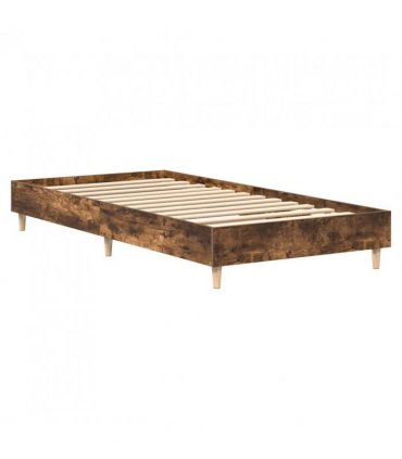 vidaXL Bed Frame No Mattress Smoked Oak 90x190 cm Single Engineered Wood — Size: 90 x 190 cm