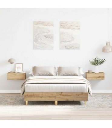 vidaXL Bed Frame No Mattress Artisan Oak 140x190 cm Engineered Wood — Colour: artisian oak, Size: 140 x 190 cm