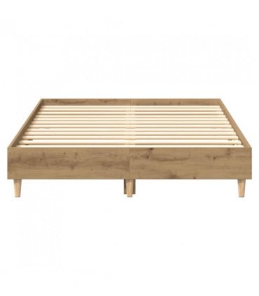 vidaXL Bed Frame No Mattress Artisan Oak 140x190 cm Engineered Wood — Colour: artisian oak, Size: 140 x 190 cm