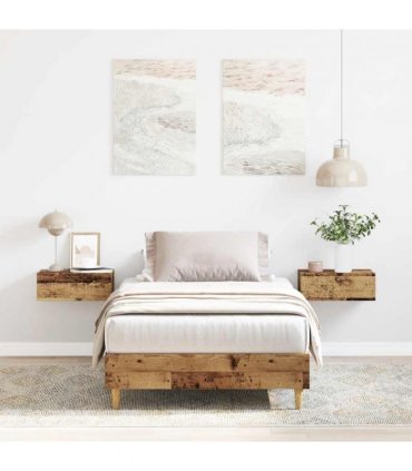 vidaXL Bed Frame No Mattress Old Wood 75x190 cm Small Single Engineered Wood — Size: 75 x 190 cm