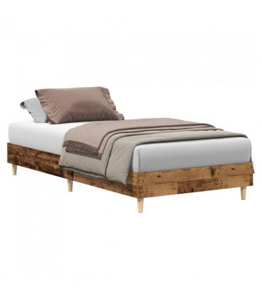 vidaXL Bed Frame No Mattress Old Wood 75x190 cm Small Single Engineered Wood — Size: 75 x 190 cm