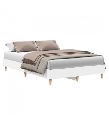 vidaXL Bed Frame No Mattress White 140x190 cm Engineered Wood — Size: 140 x 190 cm