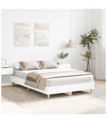vidaXL Bed Frame No Mattress White 140x190 cm Engineered Wood — Size: 140 x 190 cm