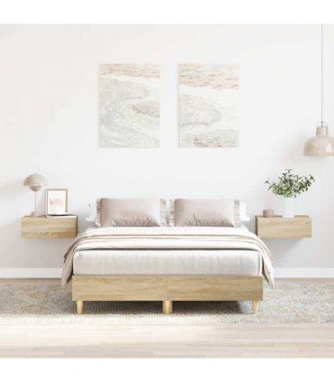 vidaXL Bed Frame No Mattress Sonoma Oak 120x200 cm Engineered Wood — Size: 120 x 200 cm