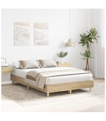 vidaXL Bed Frame No Mattress Sonoma Oak 120x200 cm Engineered Wood — Size: 120 x 200 cm