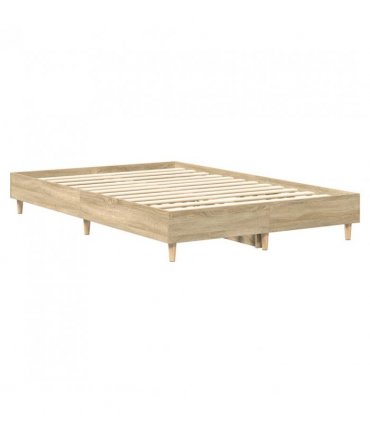 vidaXL Bed Frame No Mattress Sonoma Oak 120x200 cm Engineered Wood — Size: 120 x 200 cm