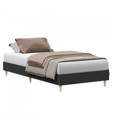 vidaXL Bed Frame No Mattress Black 90x200 cm Engineered Wood — Size: 90 x 200 cm